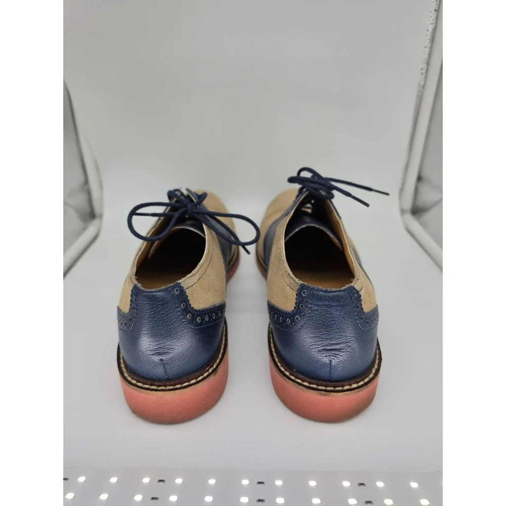 Cole Haan Mens Tan Suede Navy Leather Saddle Shoes Oxford 9.5 M Preppy Academia